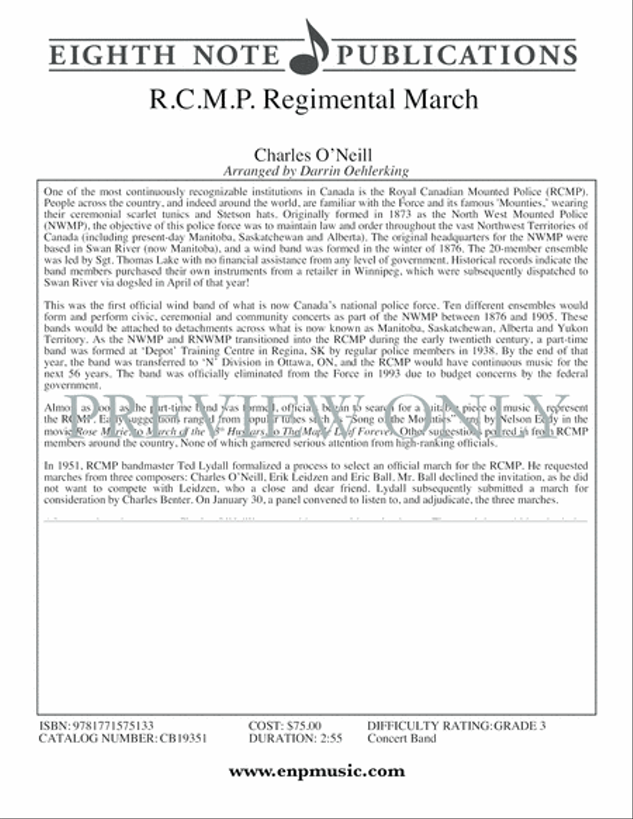 R.C.M.P. Regimental March Concert Band scores gallery preview page 3