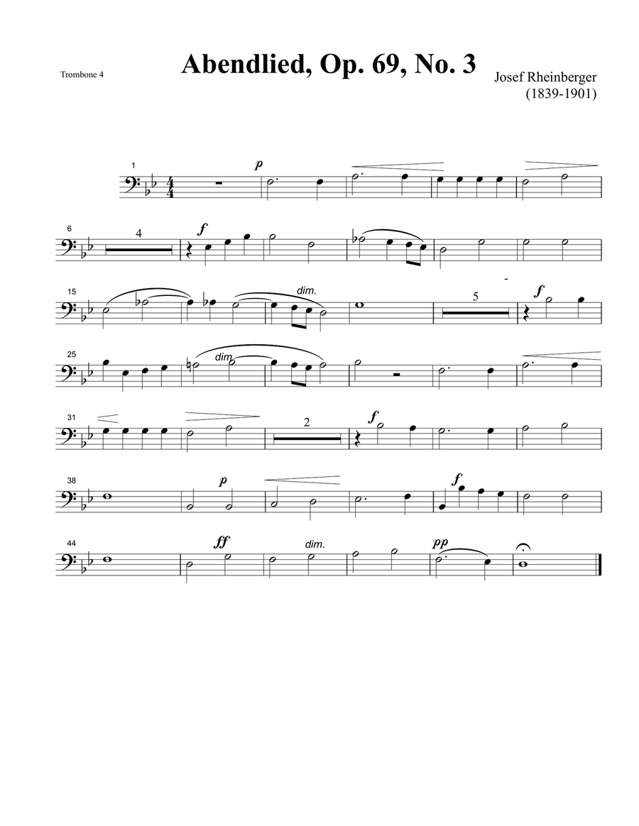 Abendlied by Josef Rheinberger Small Ensemble scores gallery preview page 4