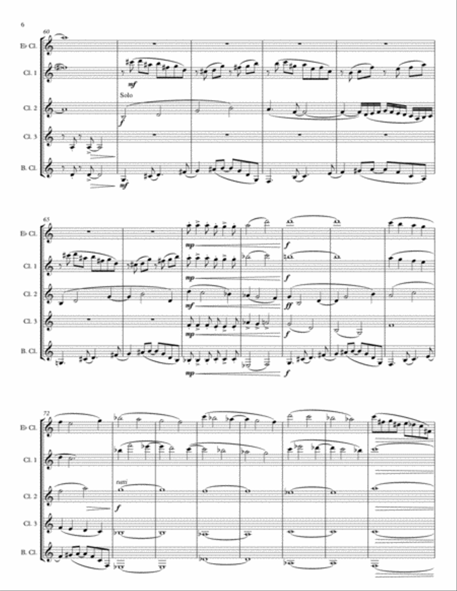 Carnival Dance for Clarinet Quintet/Choir Choir scores gallery preview page 6