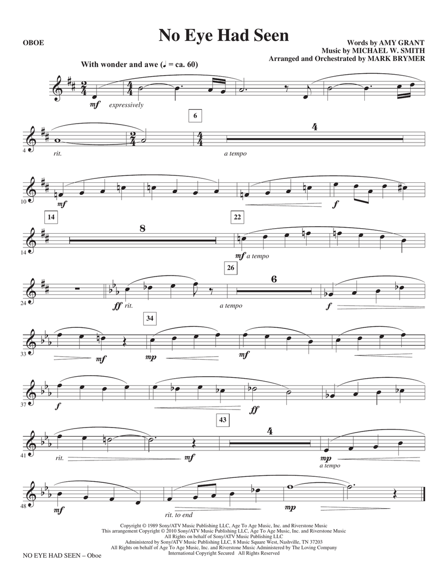 No Eye Had Seen - Oboe
