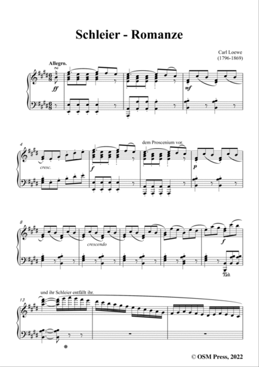 Loewe-Schleier-Romanze,in E Major,for Voice and Piano Voice Solo scores gallery preview page 3