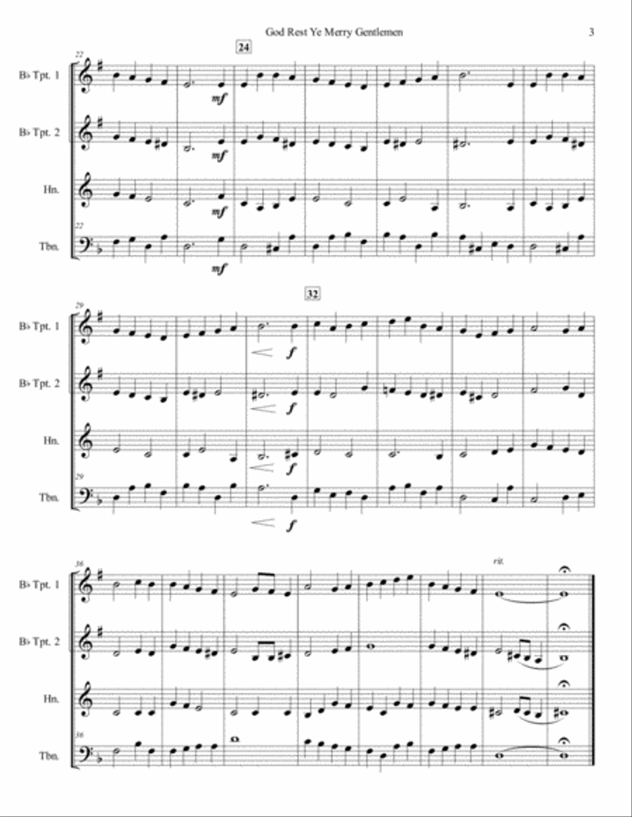 God Rest Ye Merry Gentlemen for Brass Quartet Brass Quartet scores gallery preview page 3