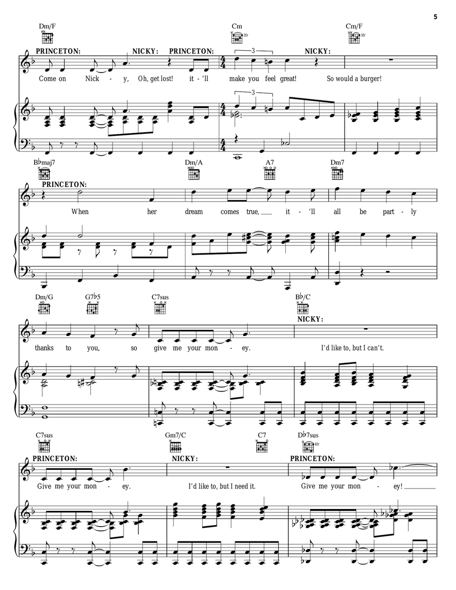 The Money Song (from Avenue Q) Piano, Vocal, Guitar scores gallery preview page 5