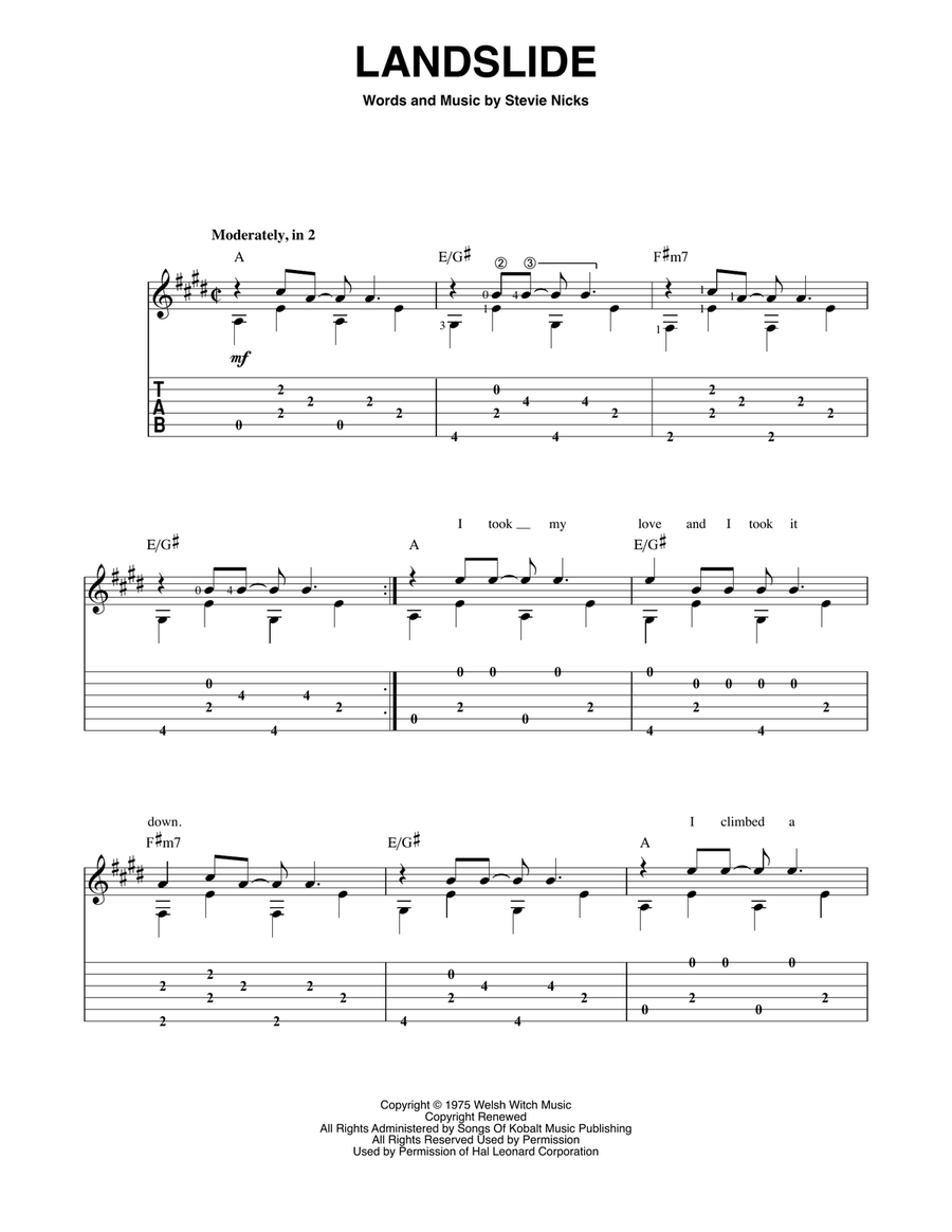 Landslide Landslide Acoustic Guitar scores gallery preview page 1