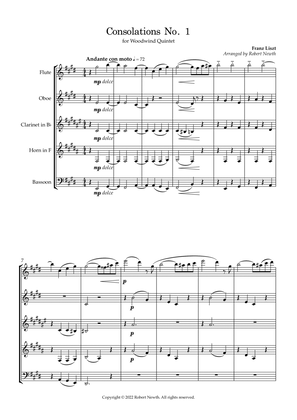 Consolations No. 1 (by Franz Liszt) for Wind Quintet