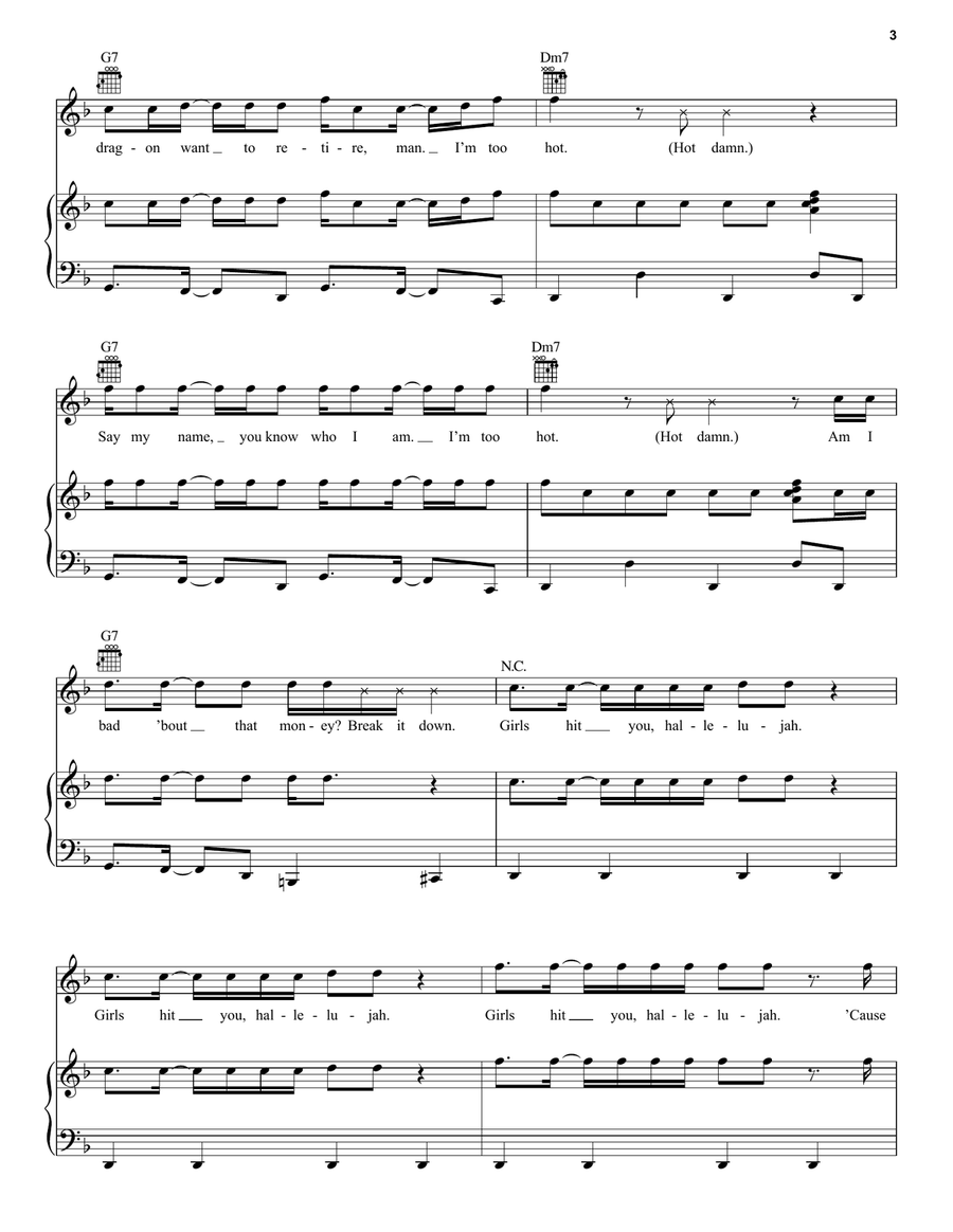 Uptown Funk (feat. Bruno Mars) Piano, Vocal, Guitar scores gallery preview page 3