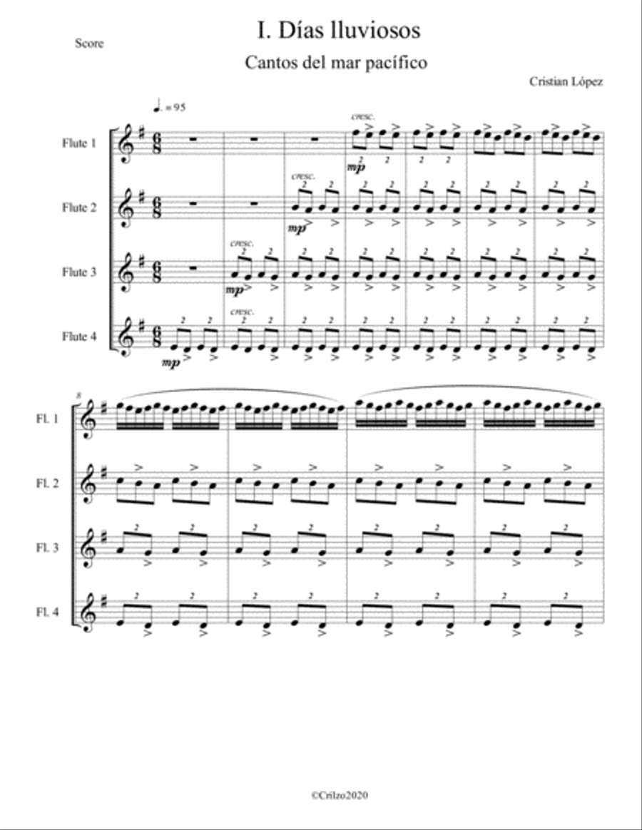 Días lluviosos Flute Solo scores gallery preview page 1