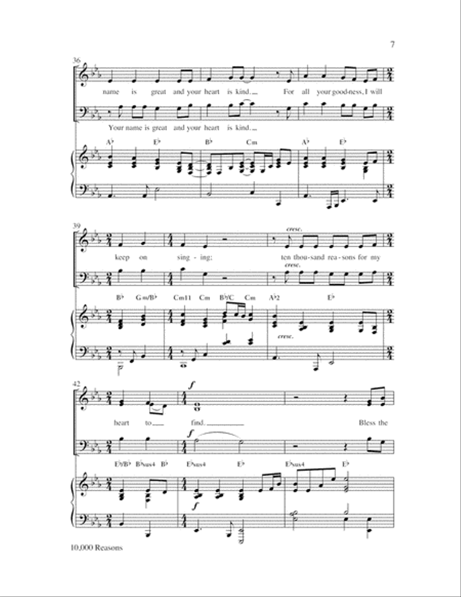 10,000 Reasons (Bless the Lord) 4-Part scores gallery preview page 7