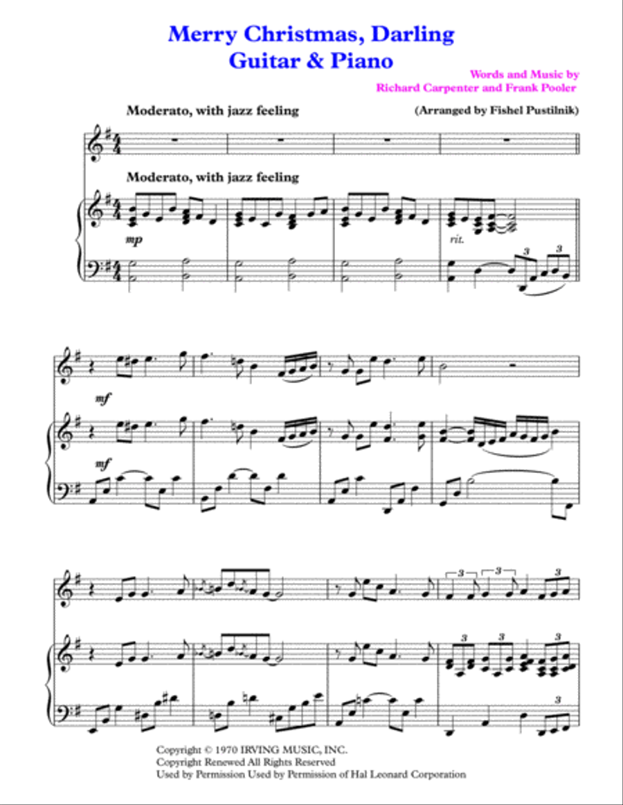 Merry Christmas, Darling Electric Guitar scores gallery preview page 2