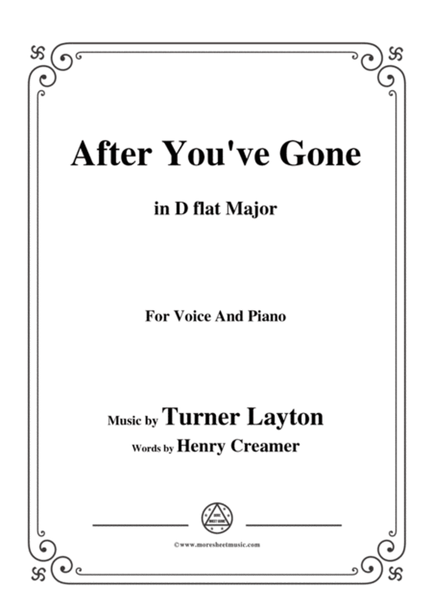 Turner Layton-After You've Gone,in D flat Major,for Voice and Piano image number null
