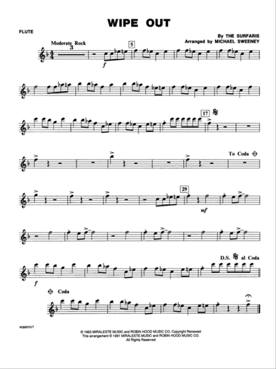 Wipe Out: Flute Concert Band scores gallery preview page 1