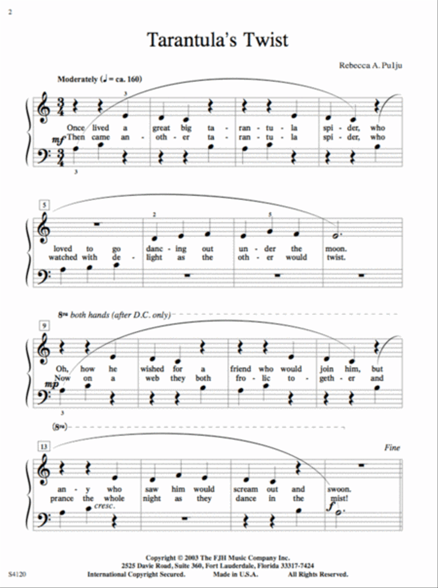 Tarantula's Twist Easy Piano scores gallery preview page 2