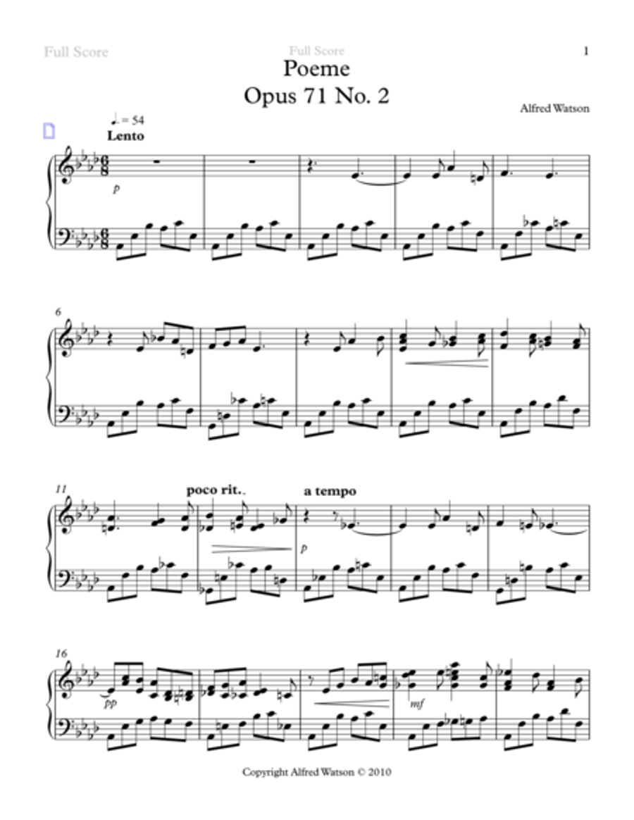 Poeme Opus 71 No. 2 Poeme Opus 71 No. 2 Piano Solo scores gallery preview page 3