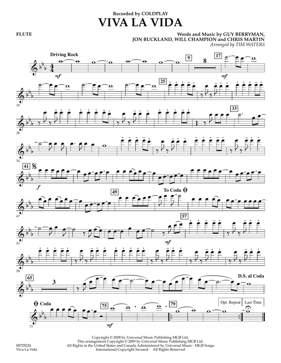 Viva La Vida - Flute Concert Band scores gallery preview page 1
