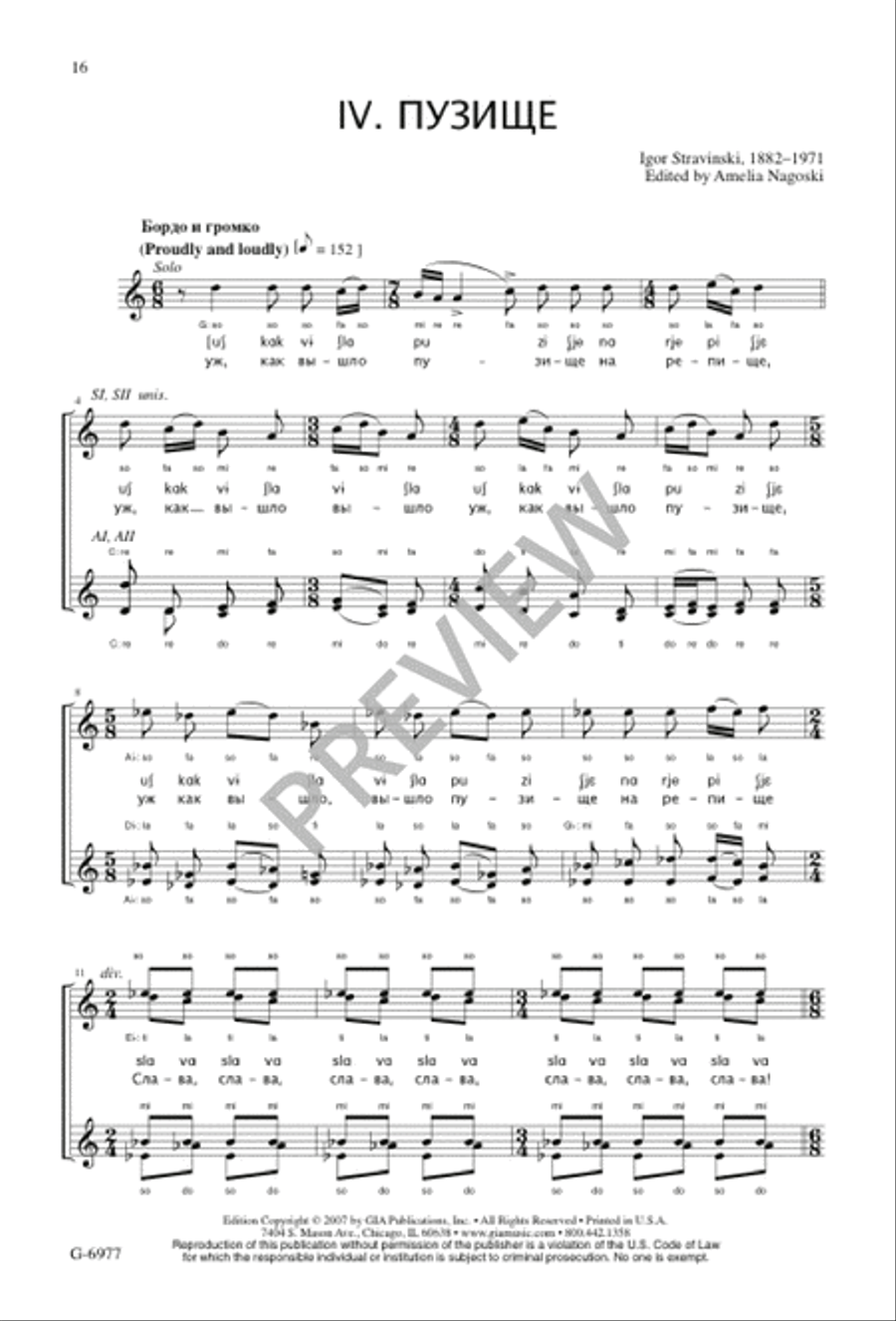 Four Russian Peasant Songs SSAA scores gallery preview page 17