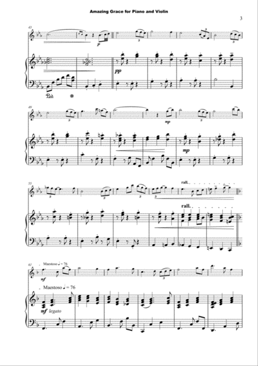 Amazing Grace, Concert Solo for Violin and Piano Violin Solo scores gallery preview page 3