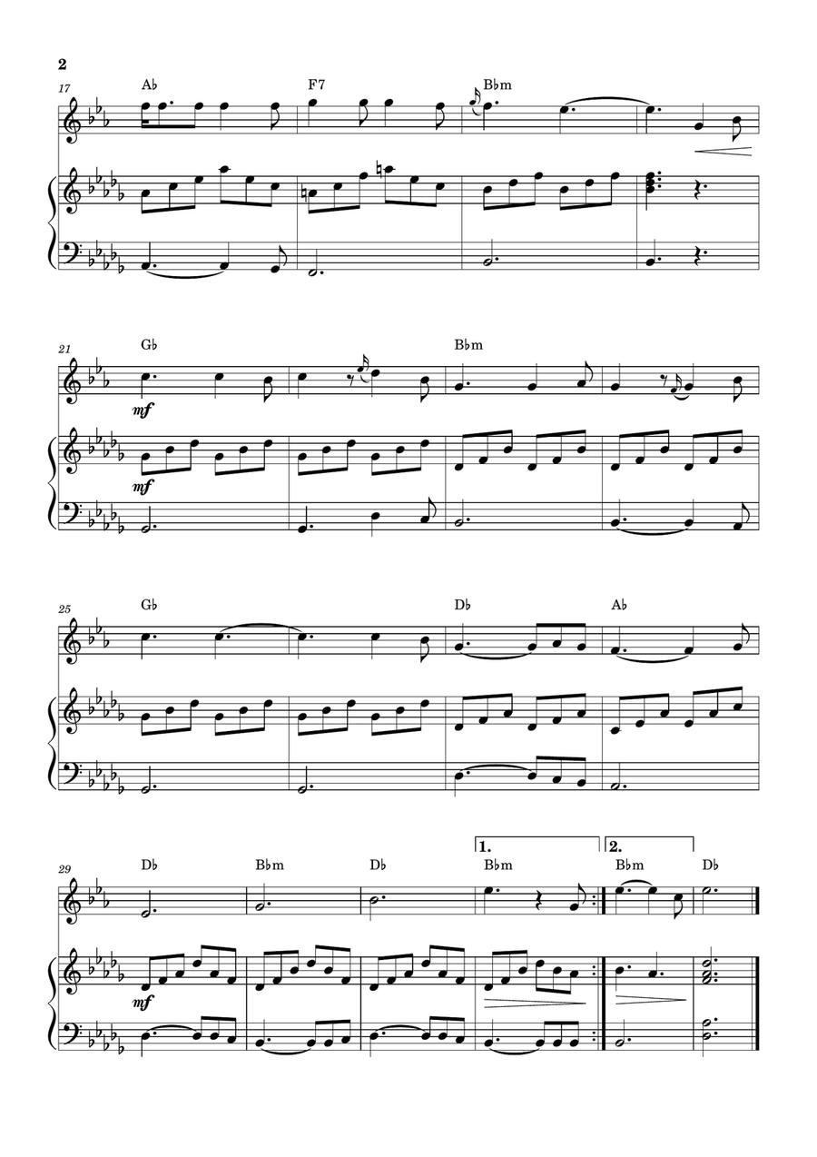 Hallelujah B-Flat Trumpet scores gallery preview page 2