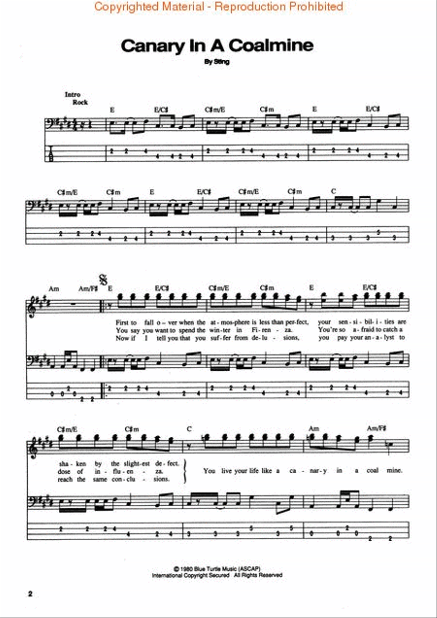 The Best of the Police Bass Guitar Tablature scores gallery preview page 2