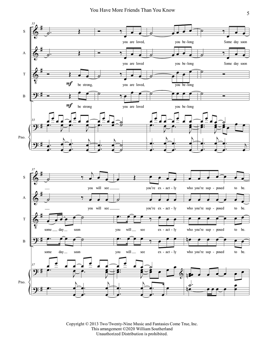 You Have More Friends Than You Know 4-Part scores gallery preview page 5