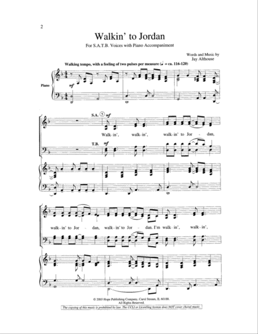Walkin' to Jordan Walkin' to Jordan 4-Part scores gallery preview page 2