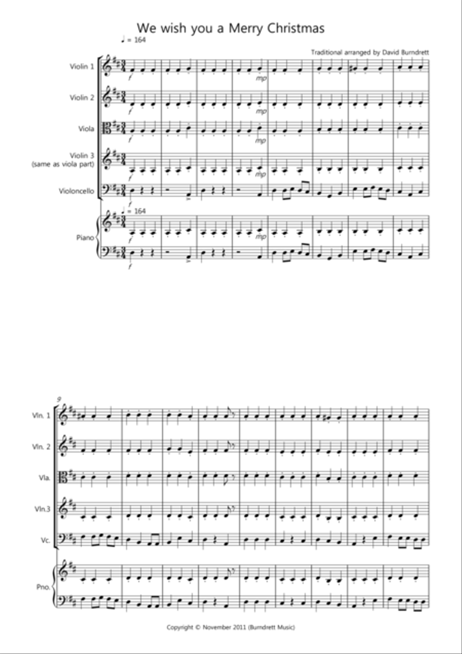 We wish you a Merry Christmas for String Quartet String Quartet scores gallery preview page 1