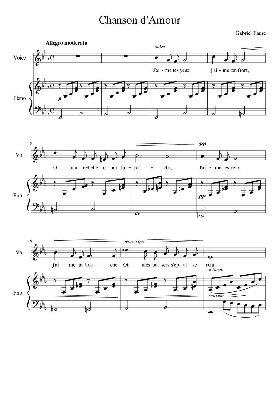 Chanson d'Amour - Eb Major Voice Solo scores gallery preview page 2