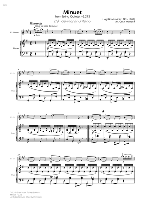 Minuet Op.11 No.5 - Bb Clarinet and Piano (Full Score)