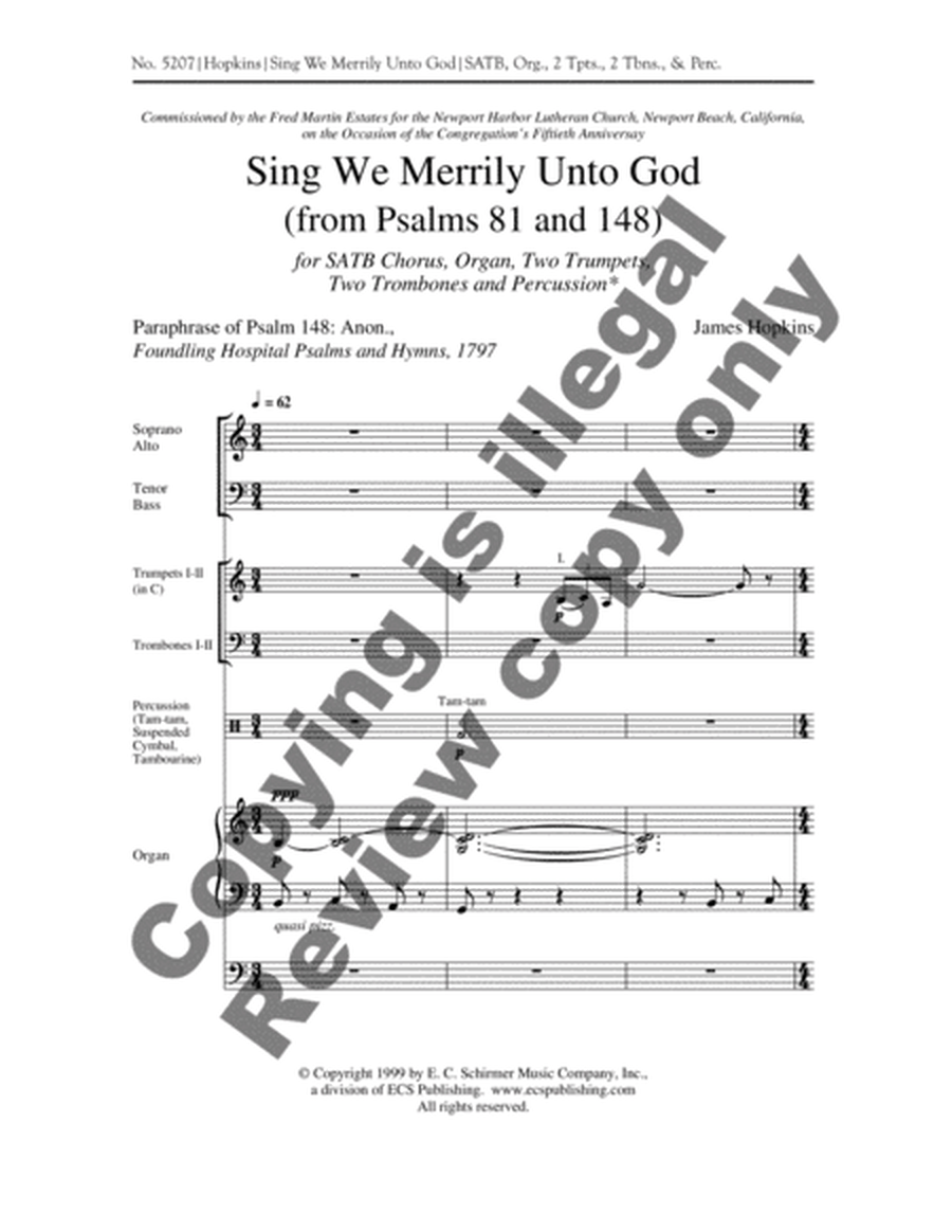 Sing We Merrily Unto God (Choral Score)