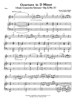 Overture in D minor (Concerto Grosso): Piano Accompaniment