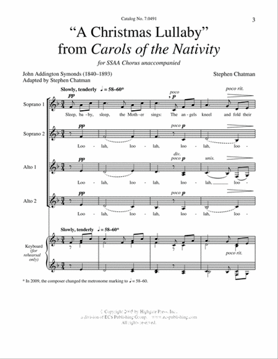 Carols of the Nativity: 4. A Christmas Lullaby SSAA scores gallery preview page 2