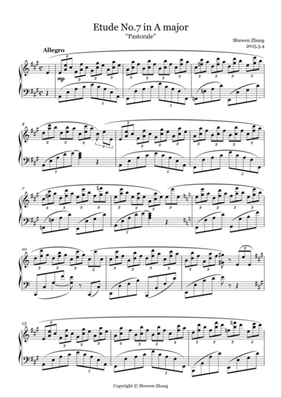 Etude No.7 in A major "Pastorale" image number null