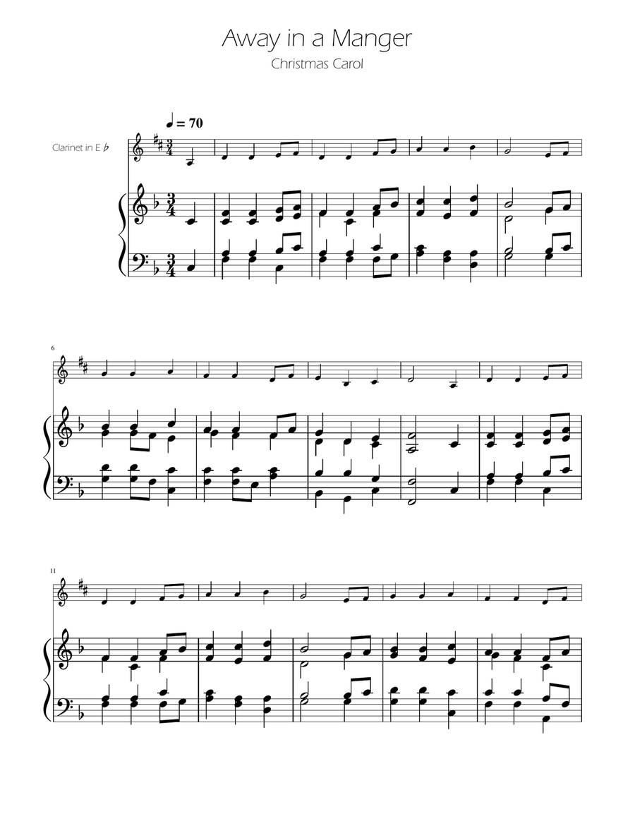Away in a Manger - Eb Clarinet Solo w/ Piano