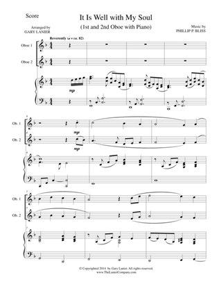 IT IS WELL WITH MY SOUL (Trio - Oboe 1, Oboe 2, Piano with Score and Parts)