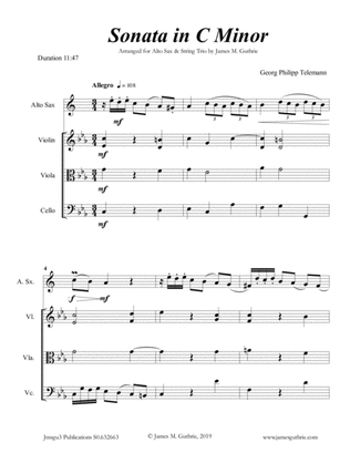 Telemann: Sonata in C Minor for Alto Sax & String Trio