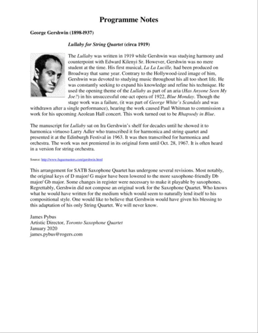 Lullaby for String Quartet (SATB Saxophone Quartet arrangement) Woodwind Ensemble scores gallery preview page 2