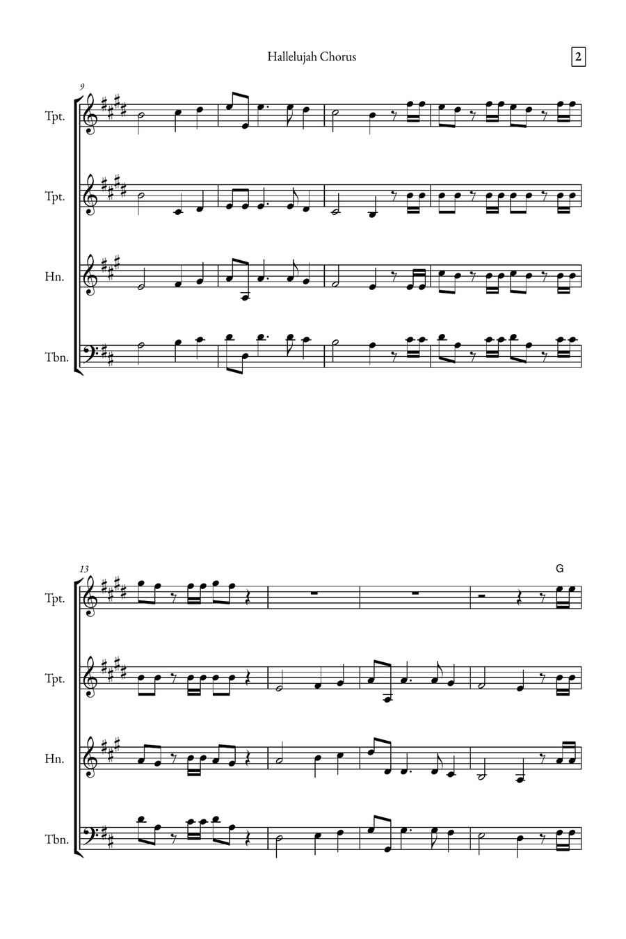 Hallelujah Chorus Brass Quartet scores gallery preview page 2
