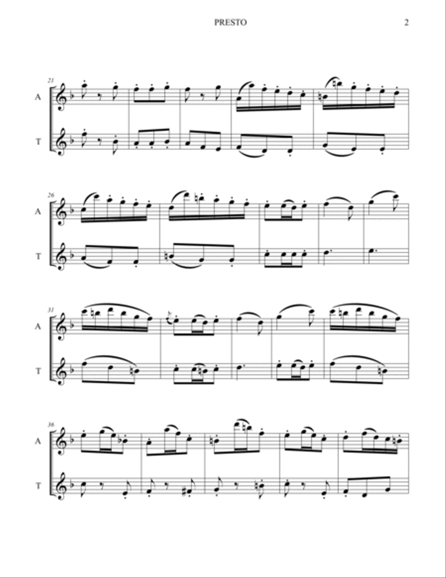 Haydn Quartet Arranged for Recorder Duet Recorder scores gallery preview page 4