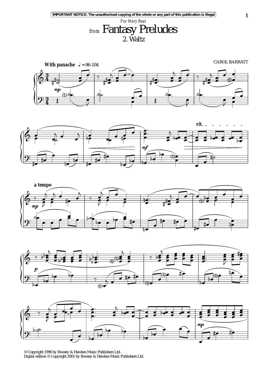 Fantasy Preludes, 2. Waltz Piano Solo scores gallery preview page 1