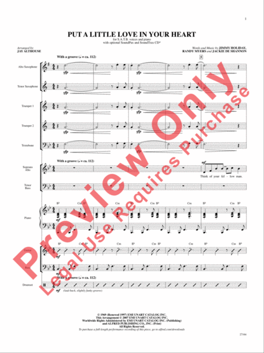 Put a Little Love in Your Heart Choir scores gallery preview page 2