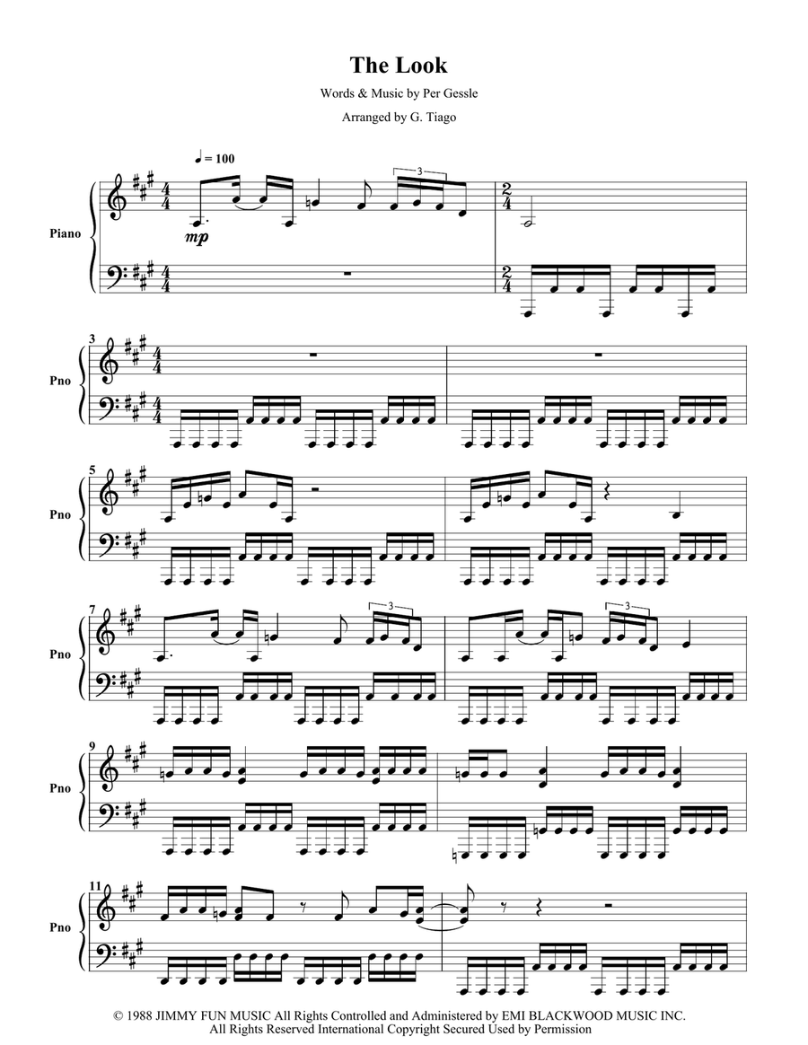 The Look Piano Solo scores gallery preview page 1
