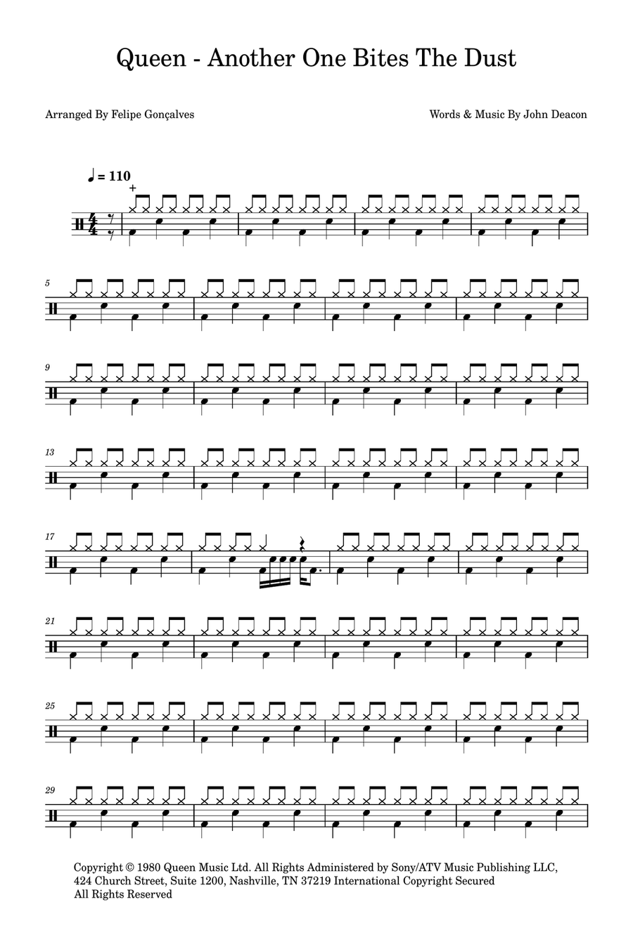 Another One Bites The Dust Drum Set scores gallery preview page 1