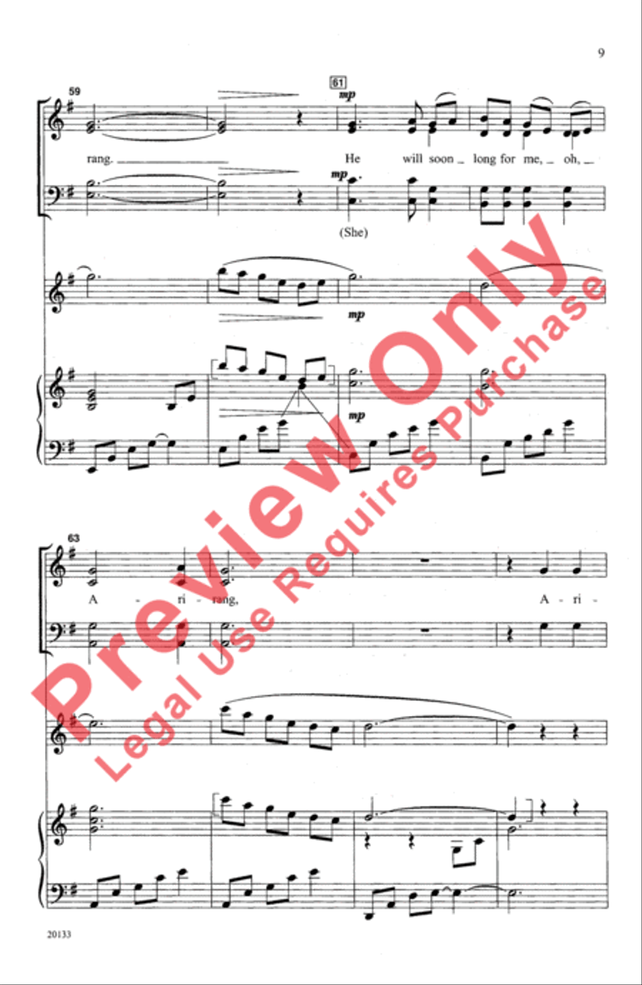 Arirang (Korean Folk Song) 4-Part scores gallery preview page 9