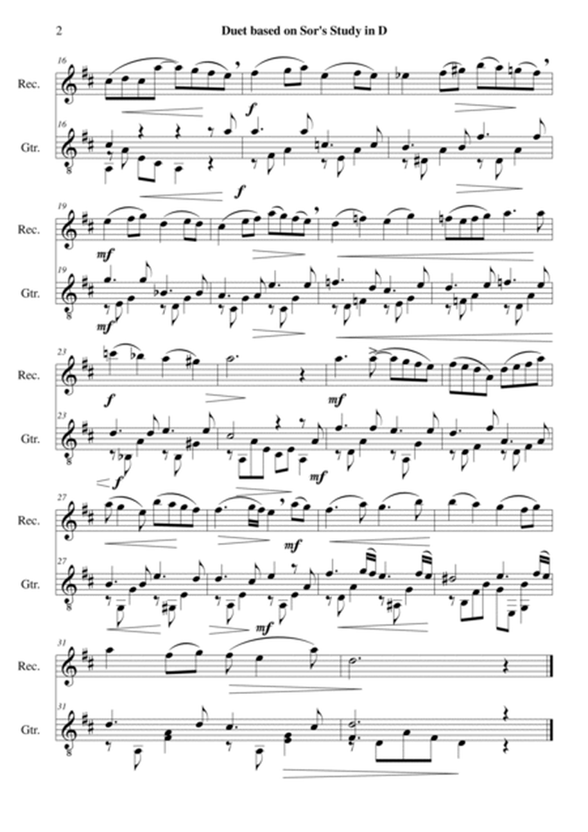 Study in D for guitar with added tune for alto recorder image number null