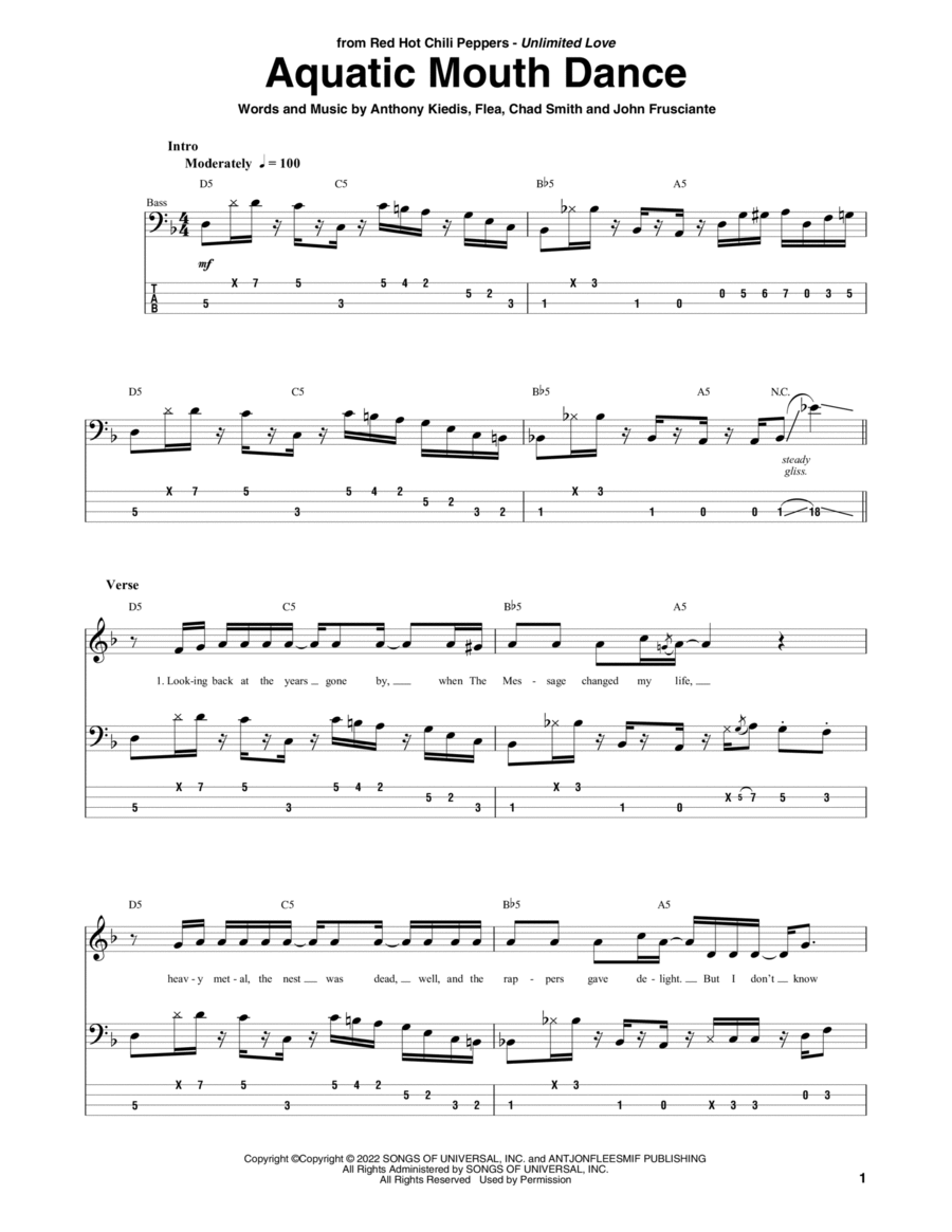 Aquatic Mouth Dance Aquatic Mouth Dance Guitar Tablature scores gallery preview page 1