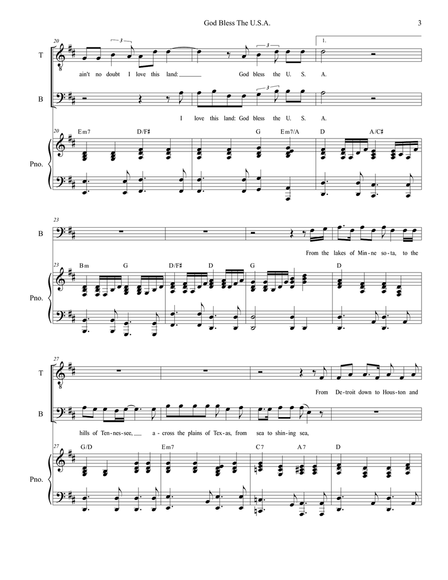 God Bless The U.S.A. Vocal Duet scores gallery preview page 3