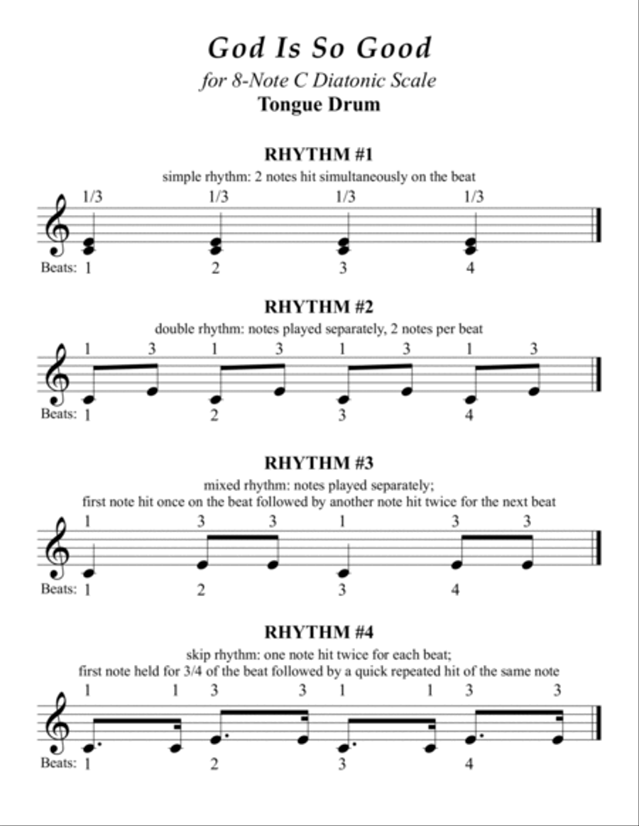 God Is So Good (for 8-note C major diatonic scale Tongue Drum) Percussion scores gallery preview page 5