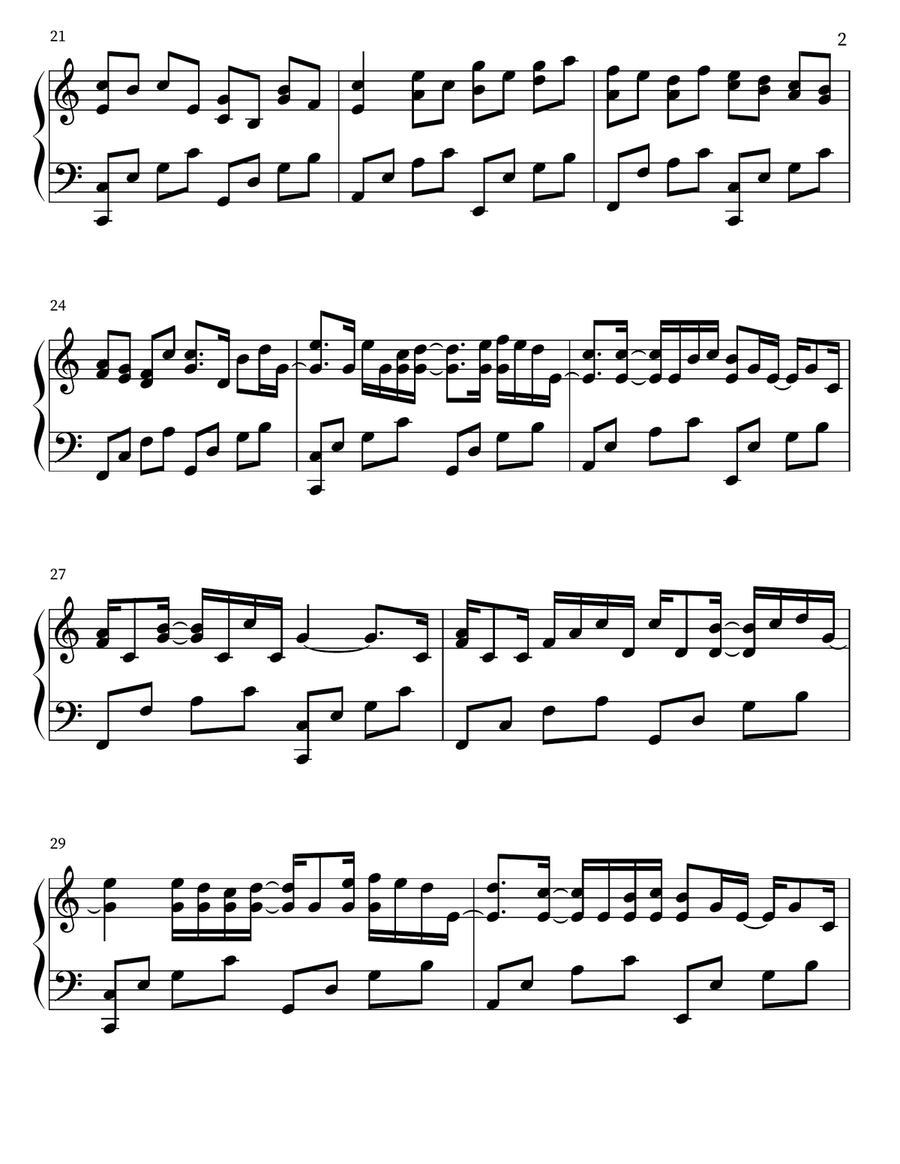 JS Bach- Pachelbel's Canon in C major ( Advance Version) Piano Solo scores gallery preview page 2