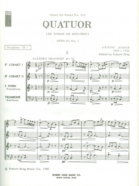 Quatuor Op21/No.1 - Brass Quartet
