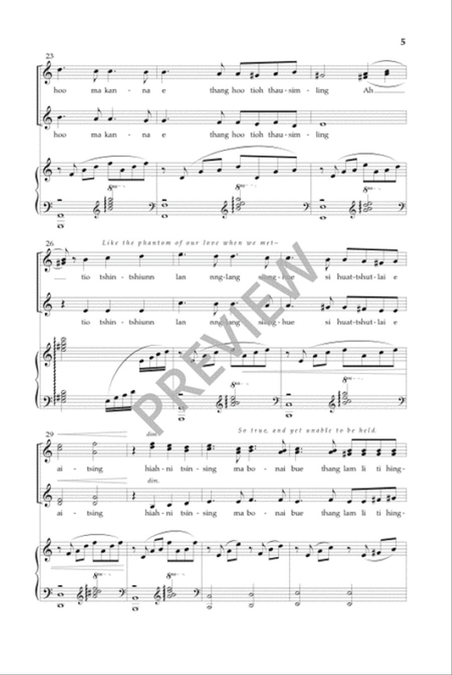 Floating Moon on the Water (SATB) 4-Part scores gallery preview page 6