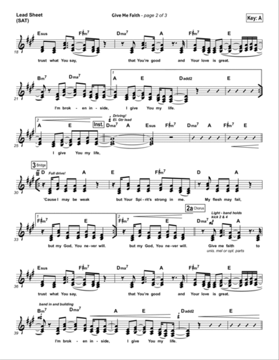 Give Me Faith Give Me Faith Piano scores gallery preview page 2